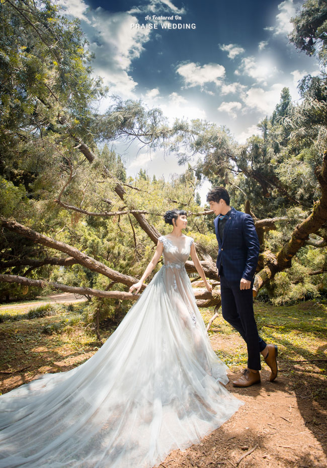 Utterly romantic forest prewedding session with breathtaking natural backdrop!