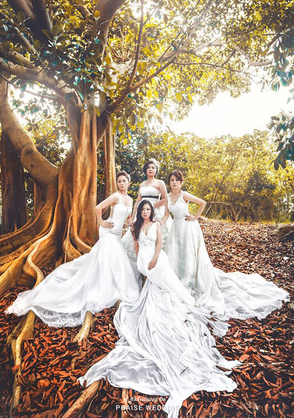 The idea of including your besties in your bridal portrait session is just too sweet! And these girls are our fashion muse!