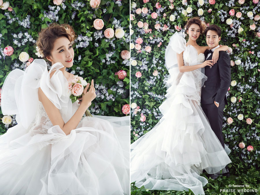 A super chic couple and their romantic prewedding photos, featuring an angelic ruffled gown!