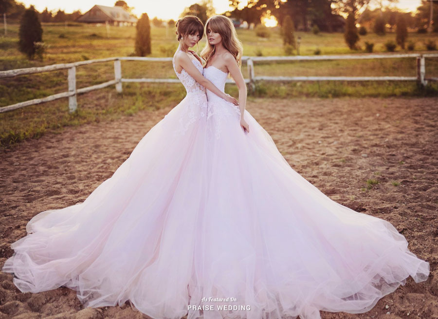 If you love wedding dresses with just a touch of color, these blush gowns from Belaya Ledi are definitely going to be your cup of tea!