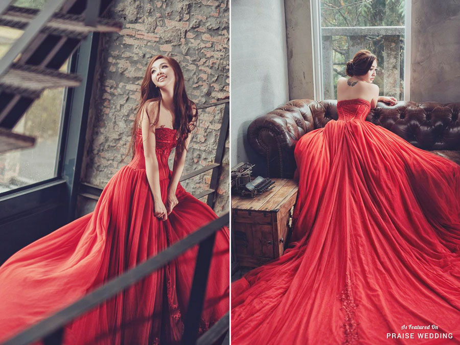 This stunning red dress from Diosa Bridal is a creation that marries the classic and the new in a perfectly graceful package!