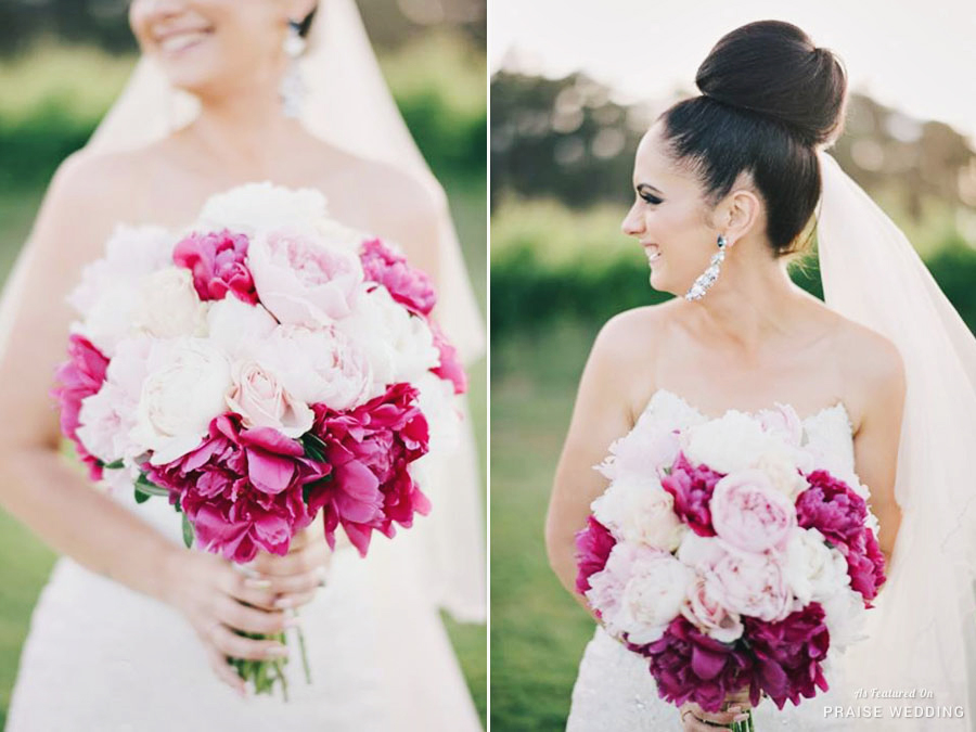 A fashion-forward bride and her passionate chic bouquet, all captured flawlessly in this beautiful bridal session!