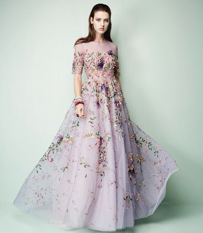 One of our favorite gowns from Georges Hobeika's 2017 collection - floral bounty in a lavender ocean!