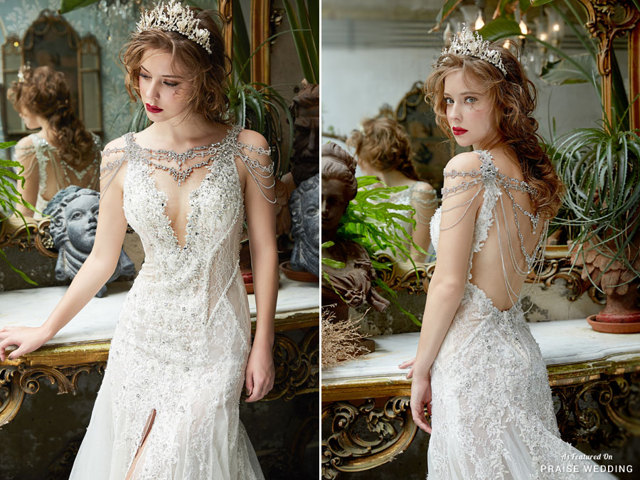 This glamorous Swarovski gown from Sophie Design is making us swoon!