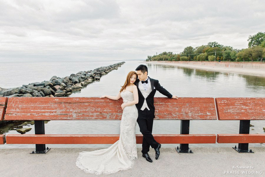 Heavenly wedding photo featuring a beautiful, tranquil natural backdrop!