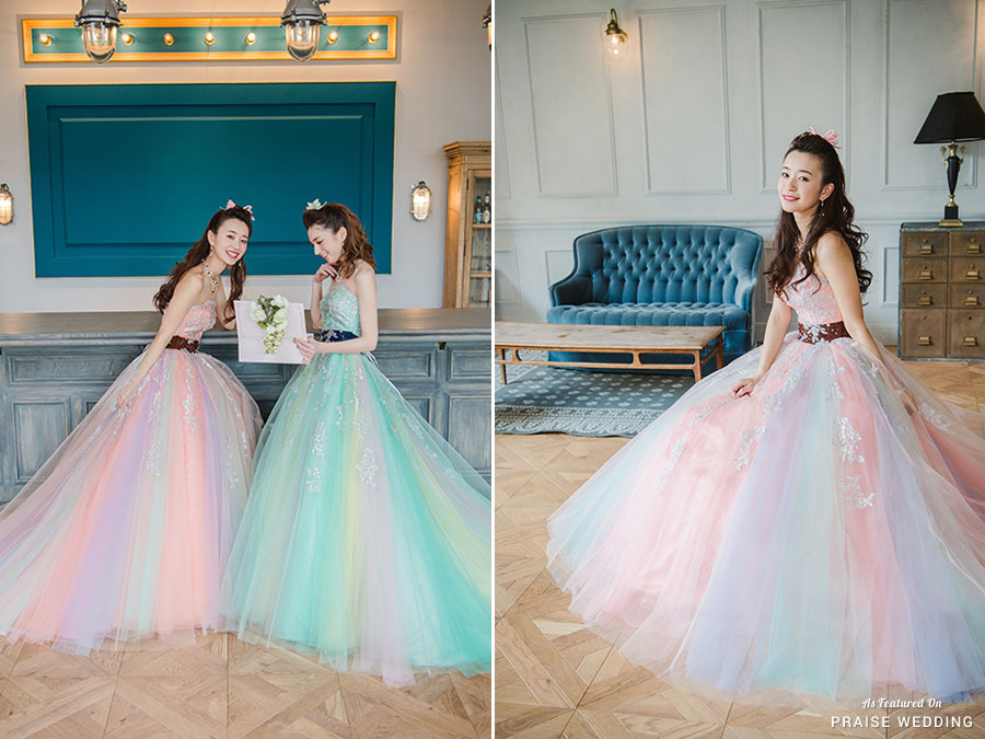 These pastel rainbow tulle gowns from Joyful Eli is so incredibly romantic!