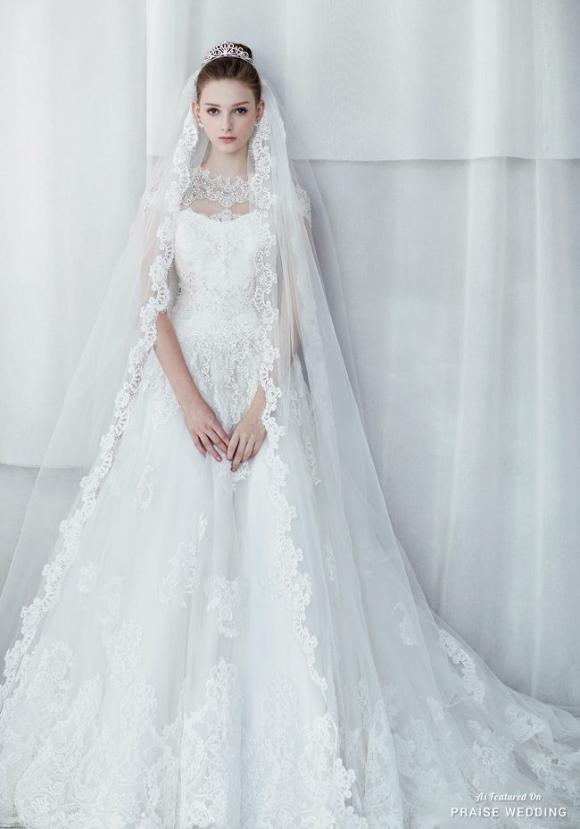 If you are obsessed with lace, nothing tops this classic gown and veil from Sposa Bella!