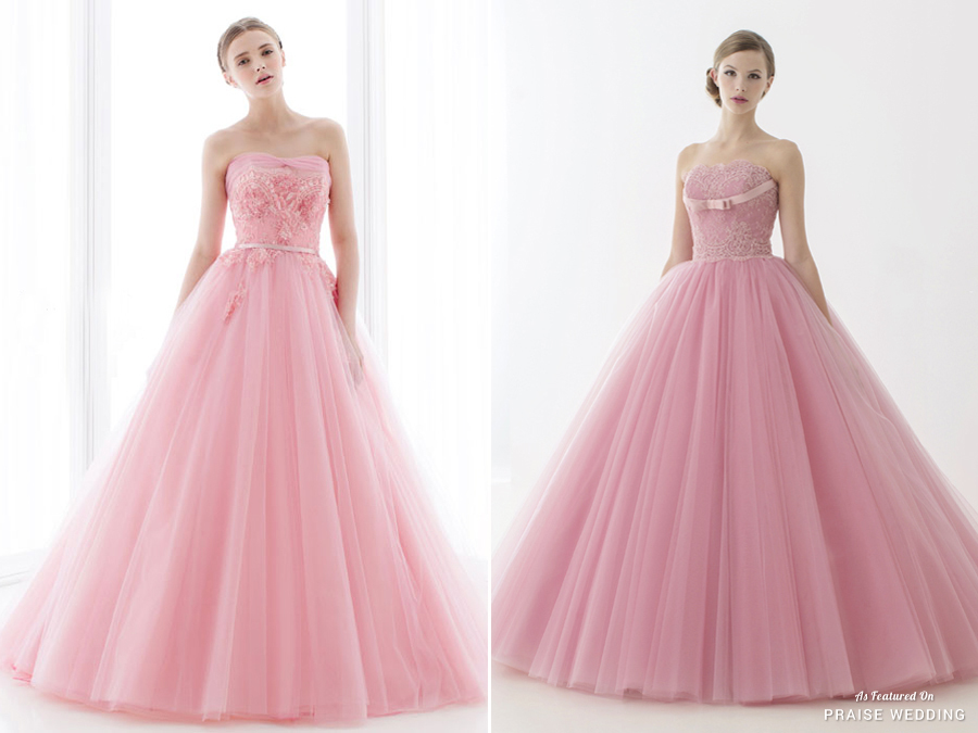 Romantic brides will find these princess-worthy rose pink gowns from L'Atelier Mariage hard to resist!