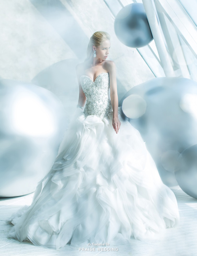 This gorgeous gown from Elisabeth Group featuring lavish beading and dreamy ruffles is a show stopper!