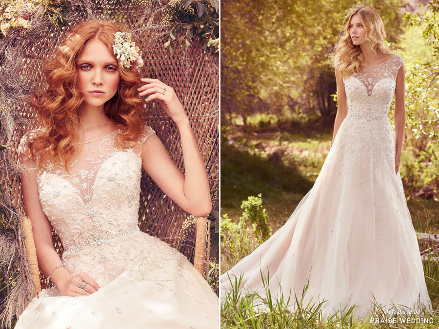 This chic wedding dress from Maggie Sottero featuring lavish beading is a work of art!