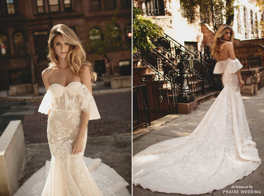 Prepare for the ultimate swoonfest! This off-the-shoulder gown from Berta's 2017 collection is making us swoon!