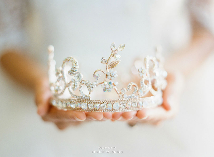 Crown me with Your glory! Delicate rose gold bridal crown with Swarovski crystal accents from Eden Luxe Bridal!