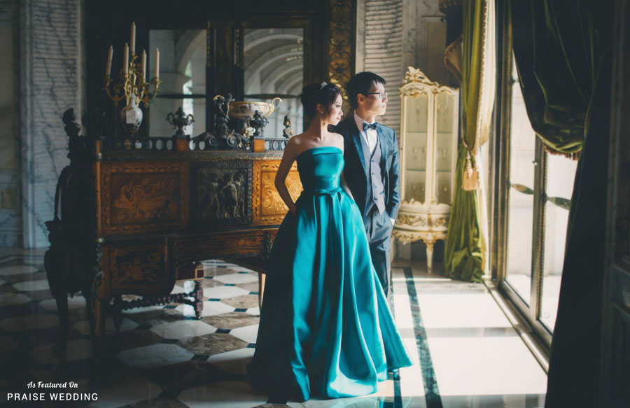 A classic pre-wedding photo overflowing with regal beauty!