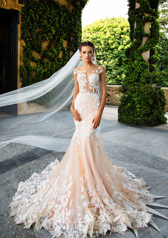 Utterly blown away by this illusion laced gown from Milla Nova featuring breathtaking floral lace detailing!