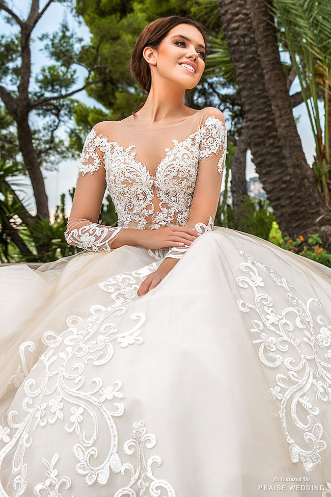 Dramatic embroideries never disappoint, especially this chic gown from Crystal Design!