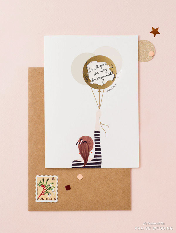 Will you be my bridesmaid? Pop the question to your girls with this adorable scrach-off card!