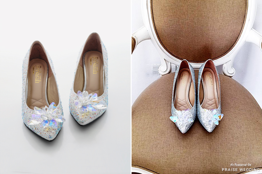 These fairytale-inspired shoes from Resarah Wedding Shoes is fit for a princess!