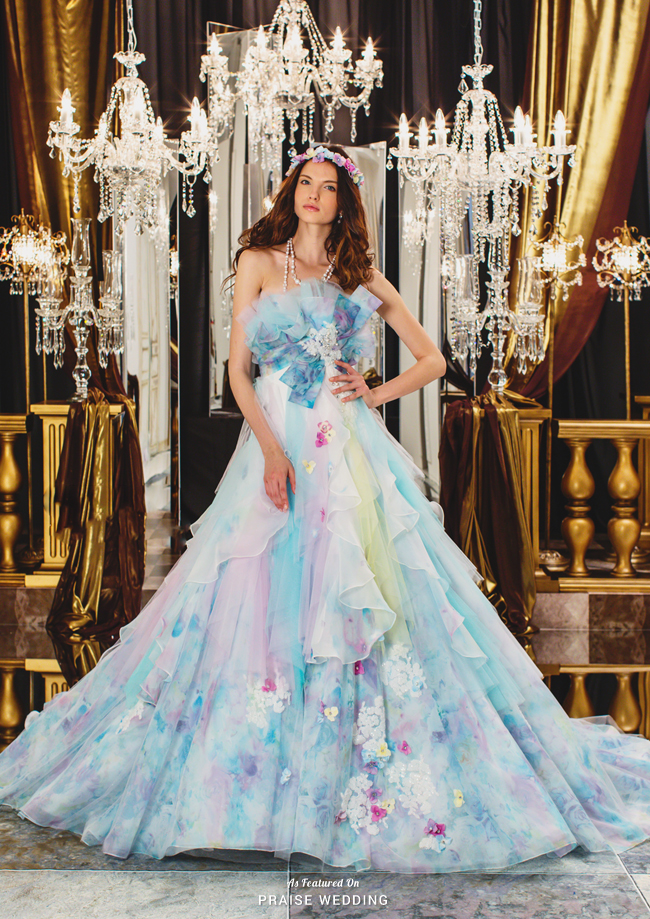 Incredibly romantic and filled with dreamy pastel colors, this gown from Estique is a show stopper!