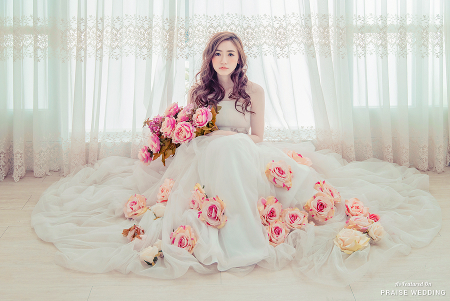 This artistic bridal portrait is a fairytale that begins with sweet blooming flowers!