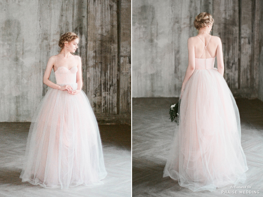 This airy ballerina blush gown from Milamira Bridal is enchanting us with romance!