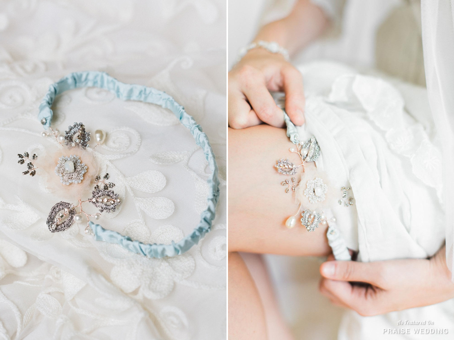 Super chic "something blue" wedding garter from Edera Jewelry!