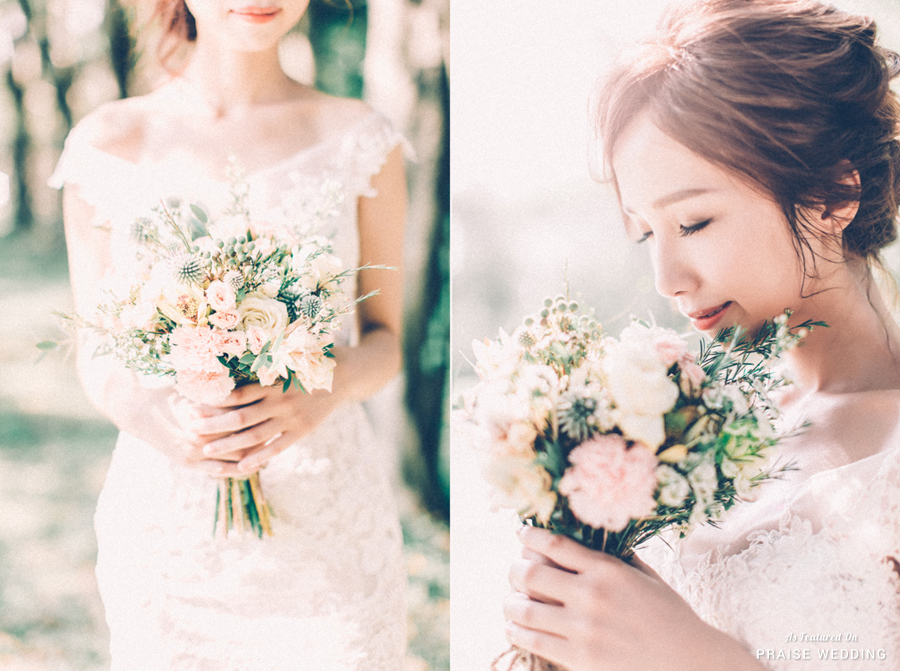 From the sweet rustic bouquet to the bride's effortless beauty, everything about this bridal session is shouting romance!