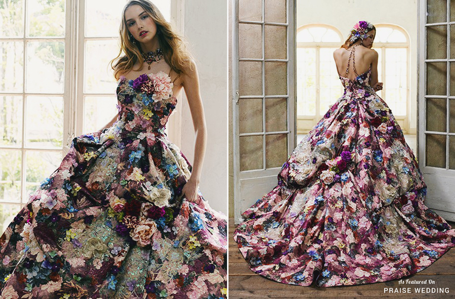 Yumi Katsura introduces this bold floral print gown which is exceedingly beautiful!
