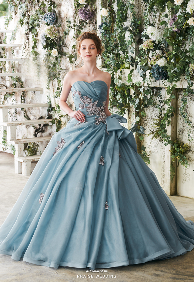 We're officially in love with this elegant blue ball gown from Gracieuse featuring jewel embellishments and dreamy layers!