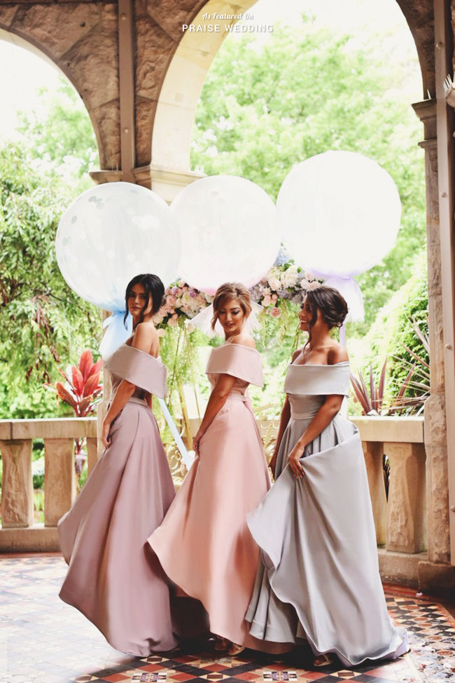 Classy and stylish pastel bridesmaid gowns from The Doll House Bridesmaids!