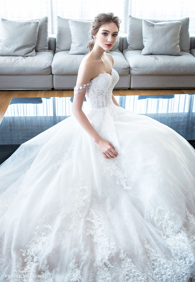 Drooling over this romantic off-the-shoulder wedding gown from Rico A ...