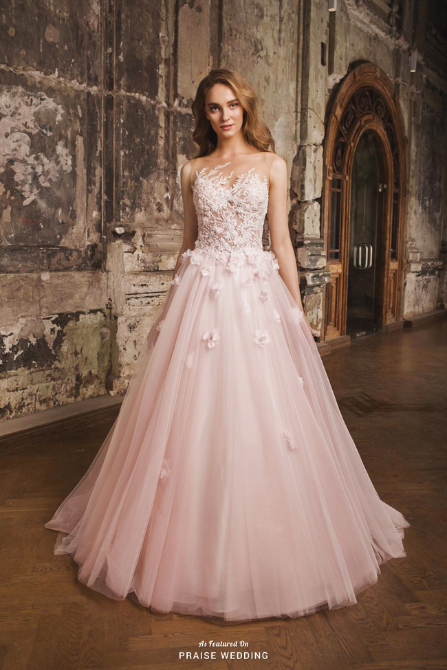 How romantic is this pink gown from Natalia Romanova featuring 3D ...